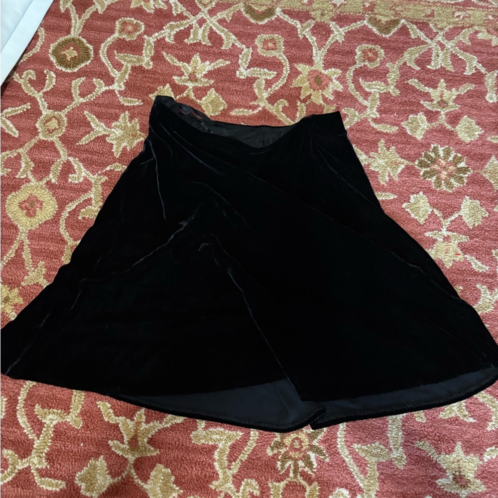Ann Taylor Black Velvet A-Line Skirt